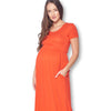 Short Sleeve Loose Plain Long Maternity Dress with Pockets